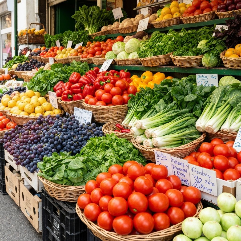 Fresh produce at market stall